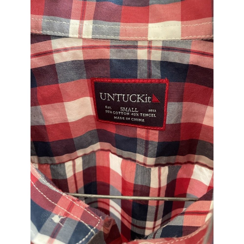 UNTUCKit Navarro Men's Long Sleeve Button Up Shirt Red Plaid, Small Cotton Blend - Picture 5 of 8